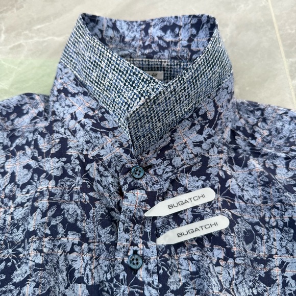 Men’s Bugatchi Floral Patterned Long Sleeve Button Down Dress Shirt Shaped Fit - Picture 16 of 16